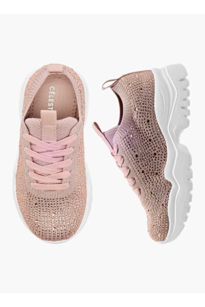 Celeste Girls' Embellished Sneakers with Chunky Sole and Lace-Up Closure