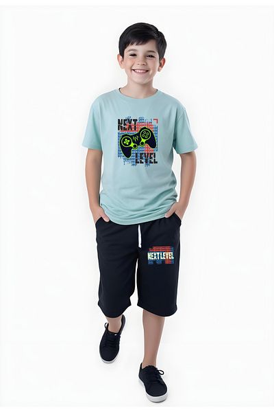 panios kids Level Printed Boy's Double Pocket Capri Bottom-Top Set