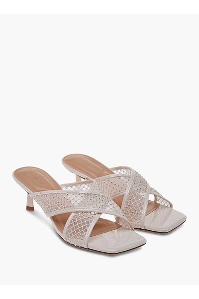 Celeste Women's Embellished Slip-On Cross Strap Sandals with Kitten Heels