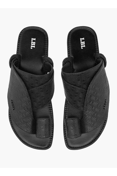 LBL by Shoexpress Textured Slip-On Arabic Sandals with Toe Loop Detail