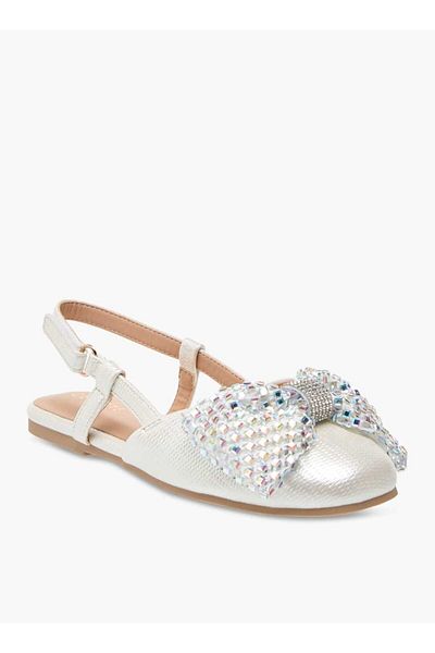 Celeste Girls' Embellished Bow Sandals with Hook and Loop Closure