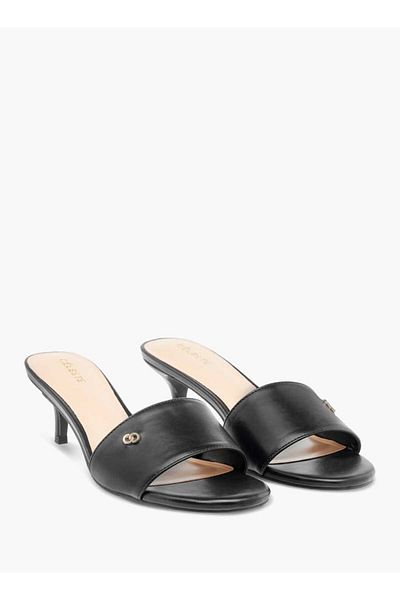 Celeste Women's Solid Slip-On Sandals with Kitten Heels