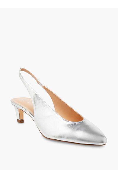 Celeste Women's Solid Slingback Pointed Toe Shoes with Kitten Heels