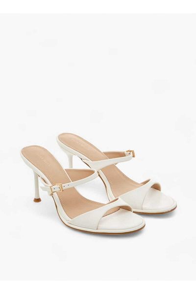 Flora Bella by Shoexpress Flora Bella Solid Slip-On Sandals with Stiletto Heels and Buckle Detail