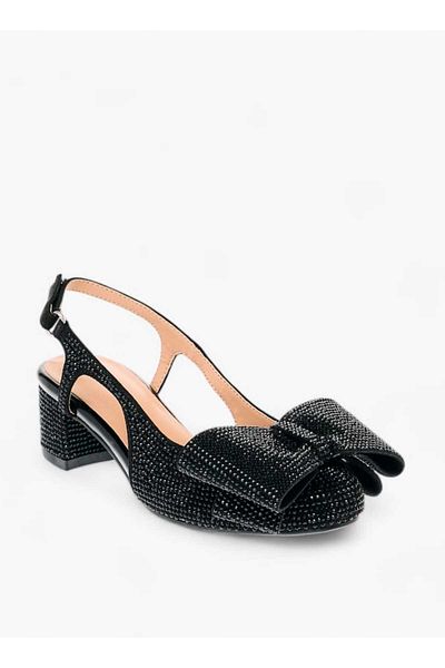 Celeste Girls' Bow Accent Block Heeled Sandals with Hook and Loop Closure