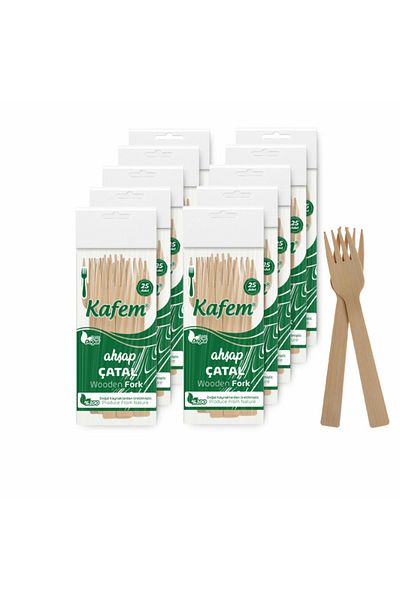 KAFEM 25 Wooden Forks - 10 Pack