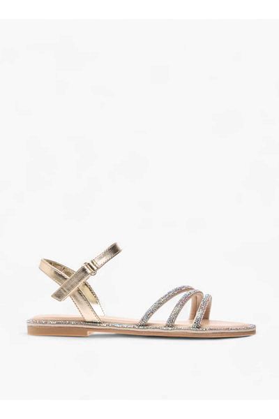 Celeste Girls' Embellished Strap Sandals with Hook and Loop Closure