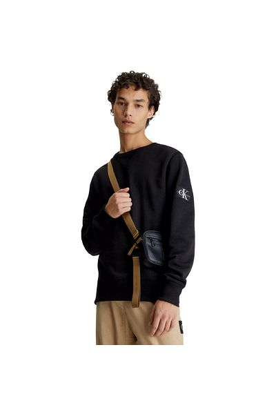 Calvin Klein Halenka Calvin Klein Monogram Sleeve Badge Crew, Černá, Pánské