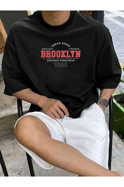 DEEPSENCE Men's Oversize Brooklyn Black T-Shirt