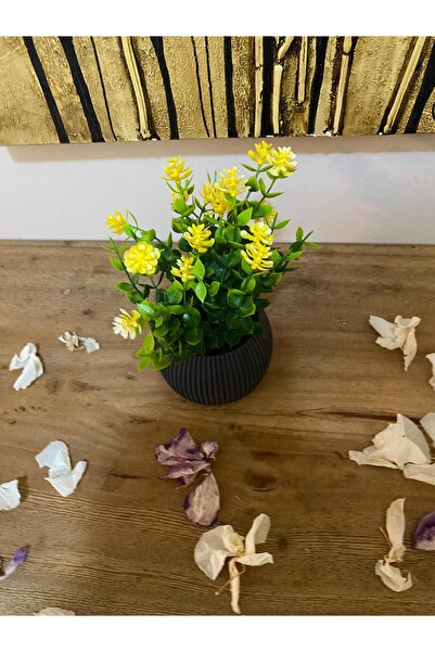 La bella bazar نبات زهرة صناعية في وعاء صغير الحجم، زينة طاولة زهرة صناعية واقعية