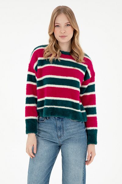 U.S. Polo Assn. سترة نسائية ذات رقبة دائرية باللون الفوشيا 50293145 -VR023