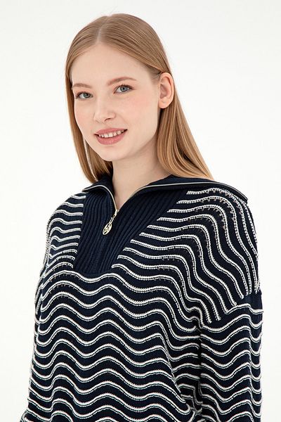 U.S. Polo Assn. Γυναικείο πουλόβερ Navy Blue με λαιμόκοψη 50293035 -VR033