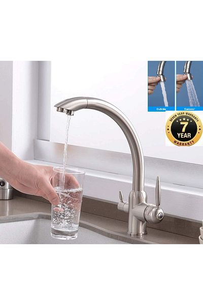 OEM Dual Flow Water Purifier Faucet - Matte Chrome Nickel, Imported Fountain