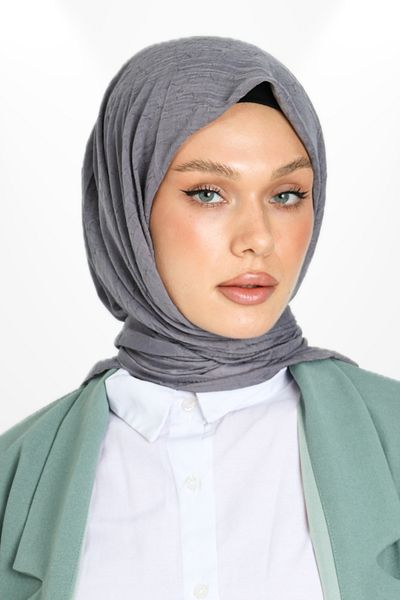 hijabchi Φουλάρι Bamboo Kraş - Σκούρο Γκρι