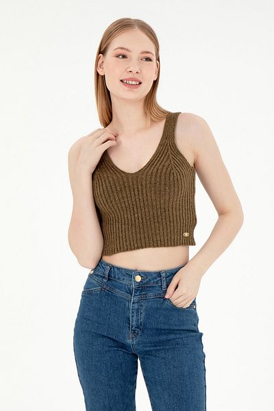 U.S. Polo Assn. Women's Khaki Sweater 50293072 -Vr027