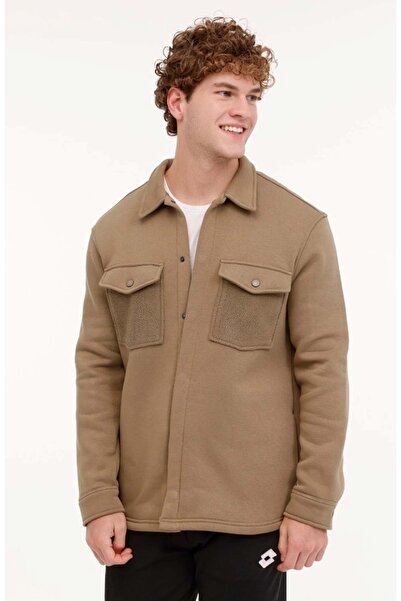 Lotto M-Lensing Jacket Hoodie Men's Hooded Fleece Sweatshirt Khaki