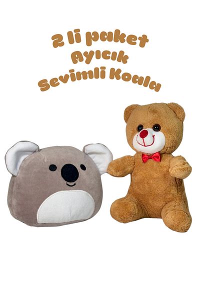 esdishopping 25cm Teddy Bear and Cute Koala Plush Toy 2-Piece Cute Squishy Gift Pack