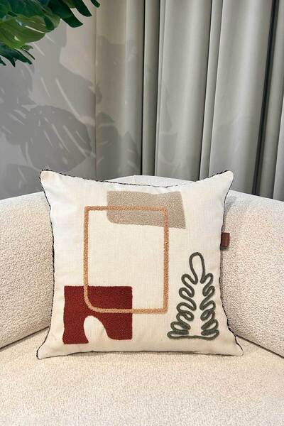 Decomia Home Nordic Tufting Punch Embroidered Linen Blend - 45X45 cm Living Room Decor Double Throw Pillow Cover