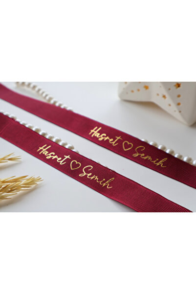 lafazan Dökülmeyen incili Bordo Renk Söz & nişan Kişiye Özel Yüzük Kurdelesi