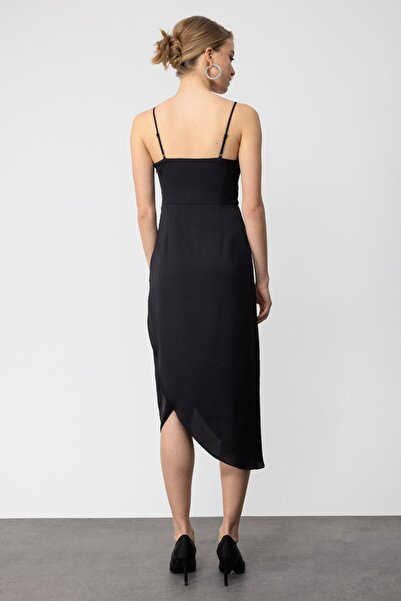 Ekol Mi Rope Bretele Fusta din dantelă Rochie asimetrică din satin