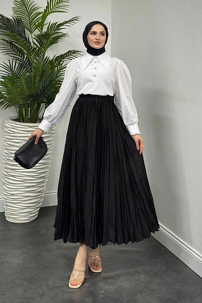 MERVEN AKYÜZ Μαύρη φούστα Begonia Voile