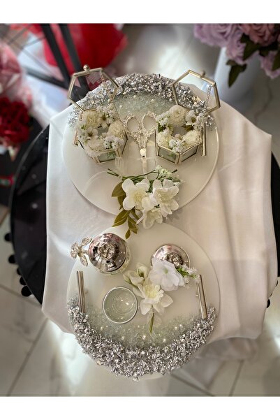 Z&B FLOWERS Nişan Tepsisi Epoksi Söz Nişan Tepsisi Yüzük Tepsisi Damat Fincan...