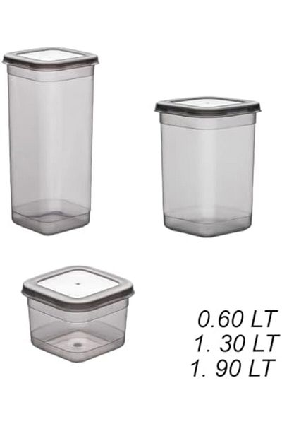STOREMAX Sellbuystore 433-Gr-3 9 Pcs Square Label Food Food Spice Storage Container Set 3X(0.60+1.30+1.90) L
