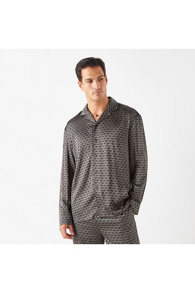 Emperor All-over Print Camp Collar Shirt With Long Sleeves