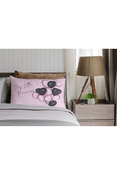 yok yok evim eve dair her şey Children's Patterned Pillowcase with Pink Heart and Bolon