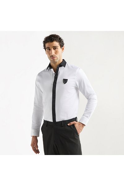 Emperor Contrast Collar Pilot Shirt With Concealed Placket