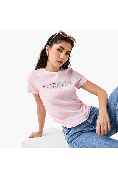 2Xtremz Graphic Print Crew Neck T-shirt With Short Sleeves