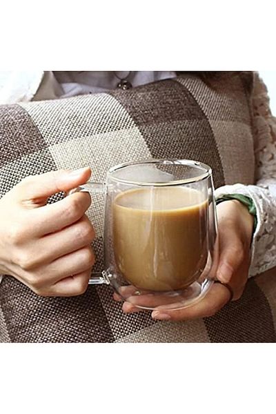 STOREMAX Sellbuystore Pieces Double Wall Glass Mug 250 ml Double Wall Glass Mug Double Wall 105351