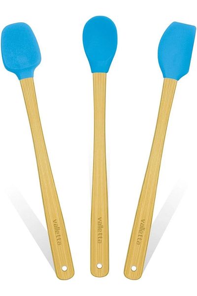 STOREMAX Sellbuystore Indigo 3-Piece Turquoise Bamboo Silicone Spatula Set Long 26 cm Vlt1514 1053513