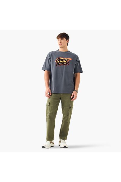 SP Characters Ghost Rider Print T-shirt With Short Sleeves And Crew Neck