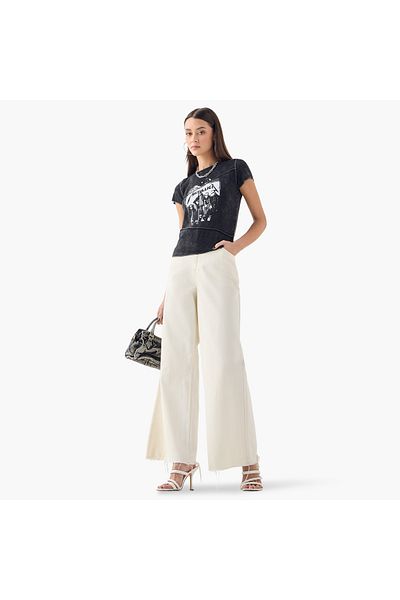 SP Characters Metallica Print Crew Neck T-shirt With Short Sleeves