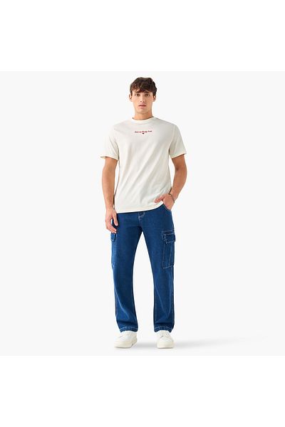 Lee Cooper تي شيرت مطرز برقبة دائرية وأكمام قصيرة