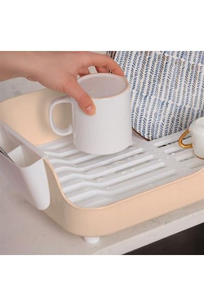 STOREMAX Sellbuystore Akl-060 Beige Luxury Dish Rack Dish Rack - Dish Rack with Directable Water Drainage Channel