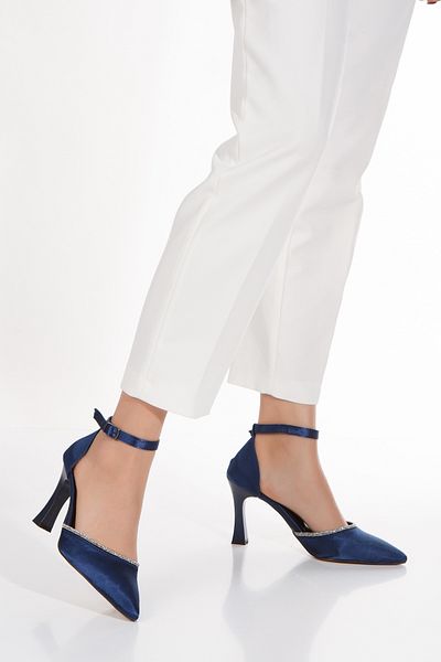 SCARPE ROSSO Satin Stone Detailed Women's Heeled Shoes