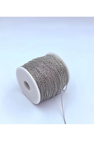 yiğit aksesuar 5 Meters Steel Sf235 Silver Necklace Bracelet Chain