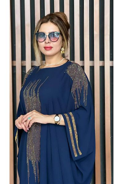 Miss فستان سهرة نسائي بتصميم حجري فستان سهرة نسائي باللون الأزرق الداكن