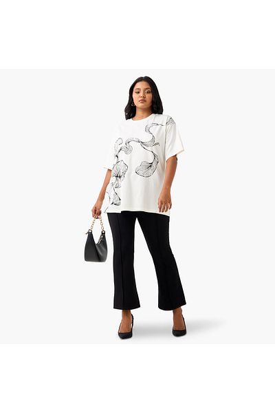 Ulla Popken Wave Printed Embllished Tee