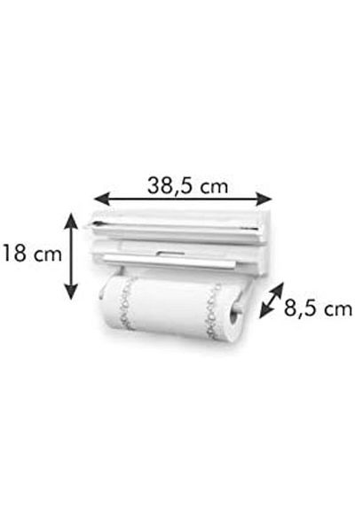 STOREMAX Muartshop Onwall 899720 3 in 1 Kitchen Roll Holder, Plastic, White, 1 Piece 871301