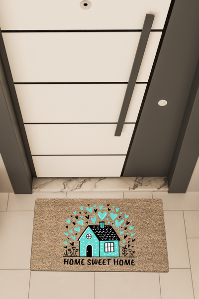 Dormot High Quality Digital Printing Brown, Blue Home Home Sweet Theme Door Mat