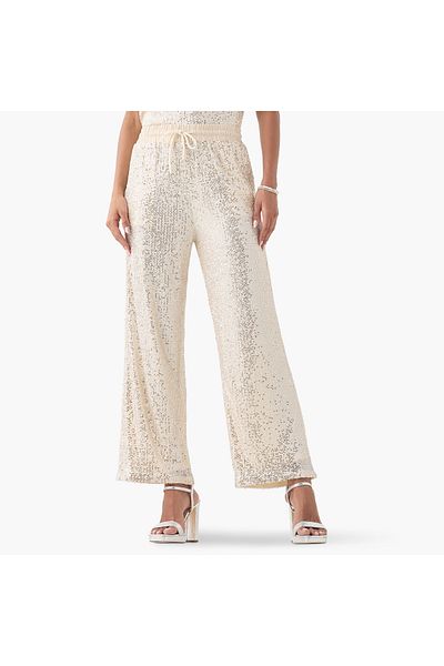2Xtremz Embellished Wide Leg Pants With Drawstring Closure