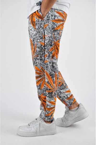 Superbluemexico Men's Casual Patterned Orange Baguette Trousers