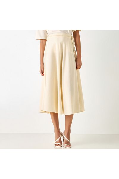 Iconic Textured A-line Midi Skirt With Tie-up Detail