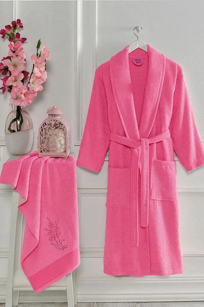 ÇIQRIK HOME Σετ μπουρνούζι 2 τεμαχίων Jacquard Βαμβακερή Πετσέτα - Extra Soft Series!