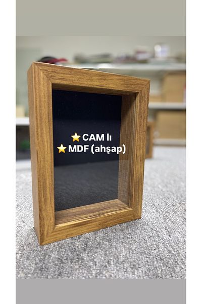 Sevcan sanat atölyesi Black Paspartu Background with 15X20X3 Glass - Memory-Keepsake Frame and Flower-Rose Storage Box