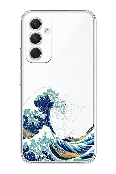 SUPER FRAME Samsung Galaxy S24 FE Uyumlu Kanagawa Dalga Tasarımlı Şeffaf Tele...