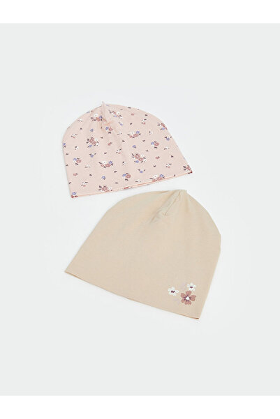 LC Waikiki Baskili Pamuklu Kiz Bebek Bere 2'li - S56385Z1